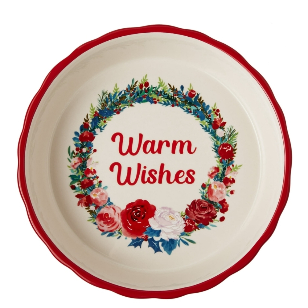 🎄 New Pioneer Woman Warm Wishes Ceramic Pie Pan
